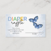 おむつラッフルブルー蝶ツインツインベビーシャワー エンクロージャーカード (正面)