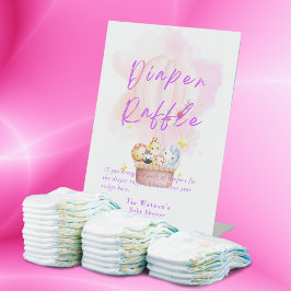 おむつラッフルベビーアニマルサファリinピンク 台座サイン