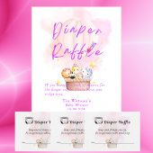 おむつラッフルベビーアニマルサファリinピンク 台座サイン