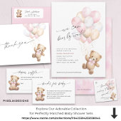 おむつラッフルベビーガールシャワーテディベアをテーマにした エンクロージャーカード