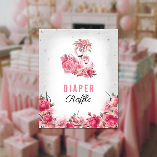 おむつラッフルベビーゲームシルバーフラミンゴバレリーナ ポスター