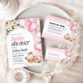 おむつラッフルベビーシャワーカードピンク ノートカード