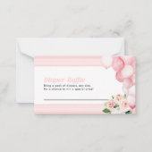 おむつラッフルベビーシャワーカードピンク ノートカード (正面)