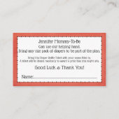 おむつラッフルベビーシャワーゲームピンクフラミンゴ エンクロージャーカード (裏面)