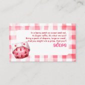 おむつラッフルベビーシャワーストロベリーギンガムピンク エンクロージャーカード (正面)
