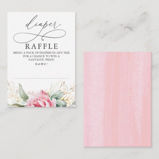 おむつラッフルベビーシャワーチケット エンクロージャーカード (正面/裏面)