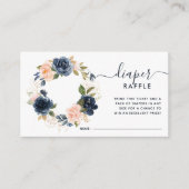 おむつラッフルベビーシャワーピンクネイビーフローラリース エンクロージャーカード (正面)