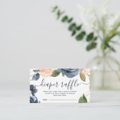 おむつラッフルベビーシャワーピンクネイビーフローラ エンクロージャーカード (スタンド正面)