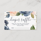 おむつラッフルベビーシャワーピンクネイビーフローラ エンクロージャーカード (正面)