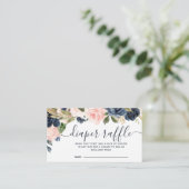 おむつラッフルベビーシャワーピンクネイビーブルーフローラ エンクロージャーカード (スタンド正面)