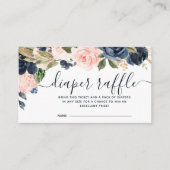 おむつラッフルベビーシャワーピンクネイビーブルーフローラ エンクロージャーカード (正面)