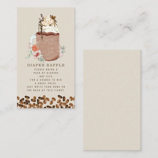 おむつラッフルベビーシャワーフローラアイスコーヒー豆 エンクロージャーカード (正面/裏面)