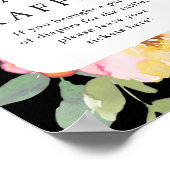 おむつラッフルベビーシャワーフローラブラック ポスター (角)