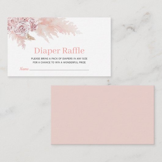 おむつラッフルベビーシャワーボホフローラ囲い エンクロージャーカード (正面/裏面)
