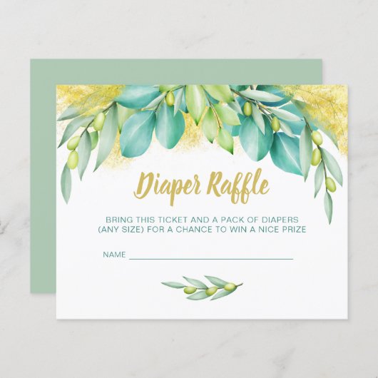 おむつラッフルベビーシャワーユーカリプタオリーブインサート (正面/裏面)