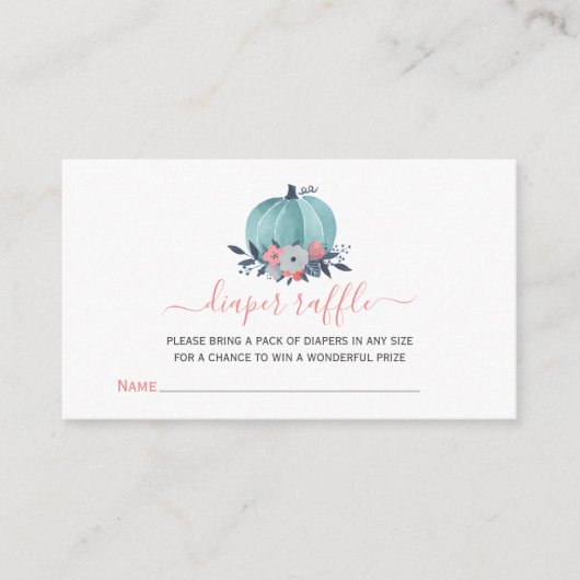 おむつラッフルベビーシャワーリトルカボチャ囲い エンクロージャーカード (正面)