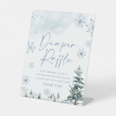 おむつラッフルベビーシャワー冬のサイン赤面ピンク 台座サイン (正面)