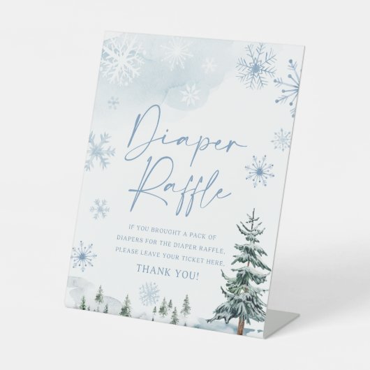 おむつラッフルベビーシャワー冬のサイン赤面ピンク 台座サイン (正面)