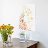 おむつラッフルベビーシャワー赤面ピンクアイボリー牡丹 箔ポスター (レイダウン (キッチン))