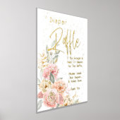 おむつラッフルベビーシャワー赤面ピンクアイボリー牡丹 箔ポスター (レイダウン)