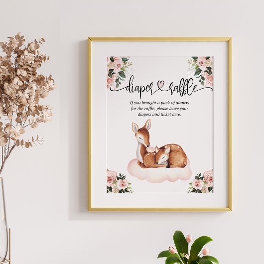 おむつラッフルベビーシャワーOh鹿 ポスター