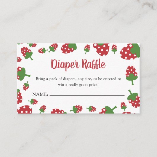 おむつラッフルベリースイートベビーシャワーストロベリー エンクロージャーカード (正面)