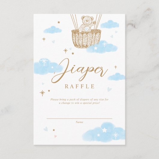 おむつラッフルホットエアバルーンテディベアブルー エンクロージャーカード (正面)