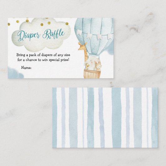おむつラッフルホットエアバルーン動物 エンクロージャーカード (正面/裏面)