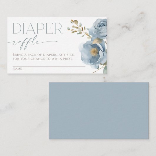おむつラッフルボホほこりっぽいブルーフローラバラ エンクロージャーカード (正面/裏面)