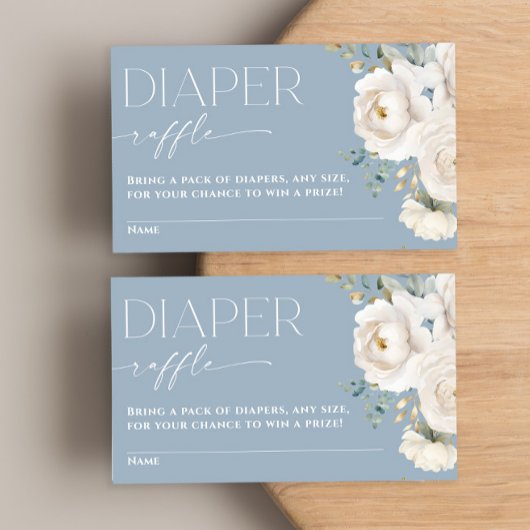 おむつラッフルボホほこりっぽい青い白フローラ エレガント エンクロージャーカード