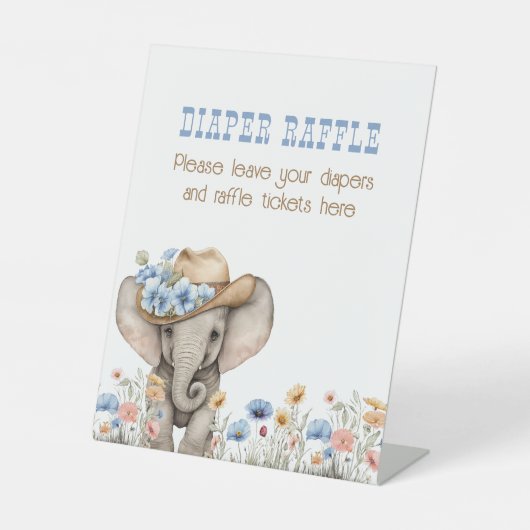 おむつラッフルボホカウボーイエレファントベビージャーシャワー 台座サイン (正面)