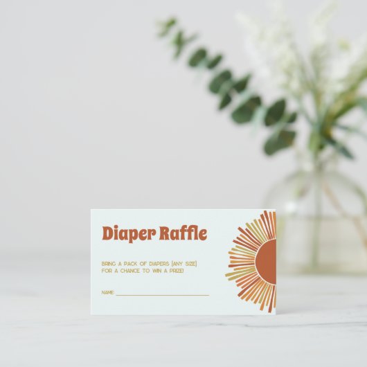 おむつラッフルボホレトロボーイ赤ちゃんシャワー エンクロージャーカード (スタンド正面)