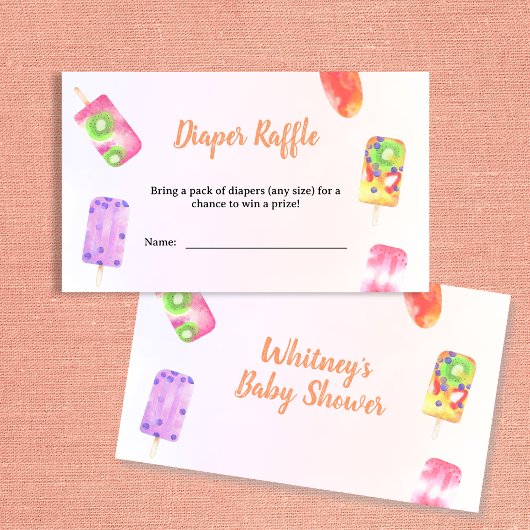 おむつラッフルポップシクル水カラー赤ちゃんシャワー エンクロージャーカード