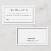 おむつラッフルミニマリストブラック&ホワイトベビーシャワー エンクロージャーカード (正面/裏面)