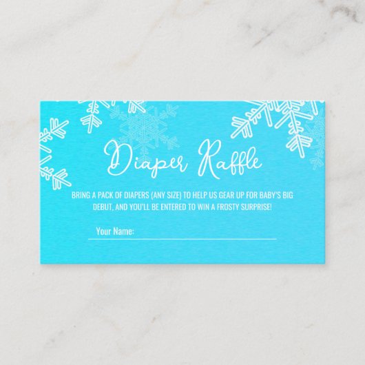 おむつラッフルミニマリストブルースノーフレークパターン エンクロージャーカード (正面)