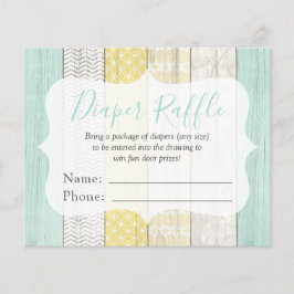 おむつラッフルミント&イエローベビーシャワーエントリーカード チラシ