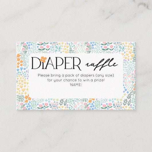 おむつラッフルモダンフローラベビーシャワー エンクロージャーカード (正面)