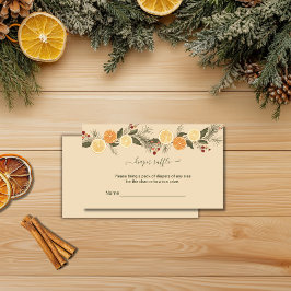 おむつラッフルモダン乾燥シトラスのクリスマス エンクロージャーカード