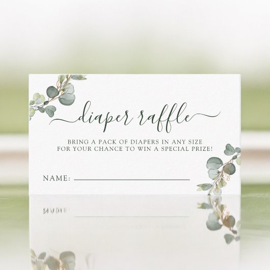 おむつラッフルユーカリプトゥスボホベビーシャワー エンクロージャーカード
