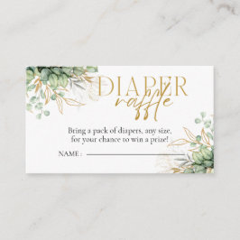 おむつラッフルユーカリ緑の赤ちゃんシャワー エンクロージャーカード