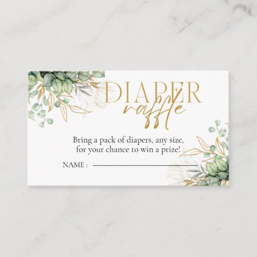 おむつラッフルユーカリ緑の赤ちゃんシャワー エンクロージャーカード (正面)
