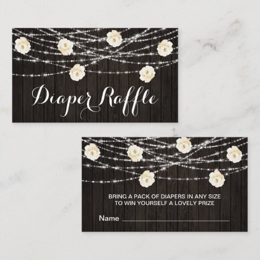 *~*おむつラッフルライト素朴ウッドフラワー エンクロージャーカード (正面/裏面)