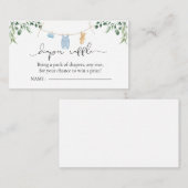 おむつラッフルランドリーブルーグリーンリーベビーシャワー エンクロージャーカード (正面/裏面)