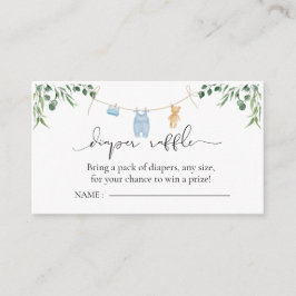 おむつラッフルランドリーブルーグリーンリーベビーシャワー エンクロージャーカード