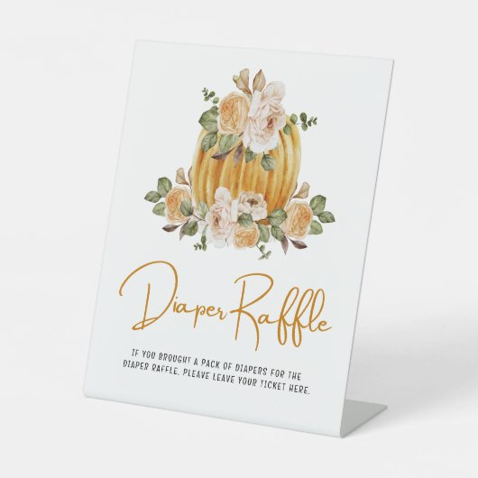 おむつラッフルリトルカボチャ秋ベビーシャワー 台座サイン (正面)