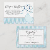 おむつラッフルレジストリエレファントボーイ赤ちゃんシャワー エンクロージャーカード (正面/裏面)