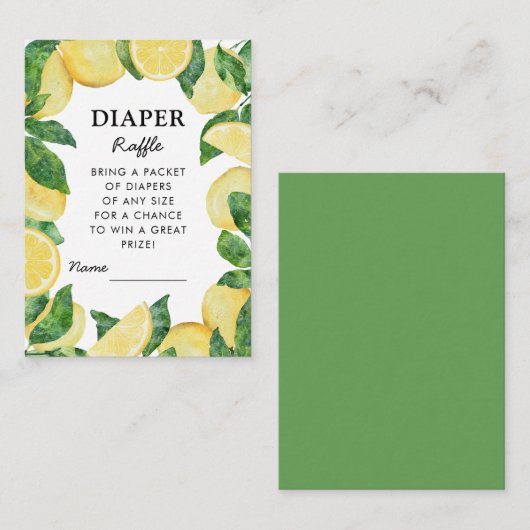 おむつラッフルレモンベビーシャワー エンクロージャーカード (正面/裏面)
