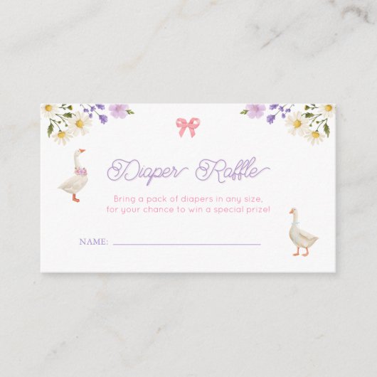 おむつラッフルワイルドフラワーゲージーベビーシャワー エンクロージャーカード (正面)