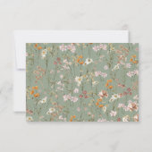 おむつラッフルワイルドフラワーセージ緑の赤ちゃんシャワー 招待状 (裏面)