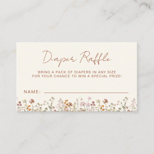 おむつラッフルワイルドフラワーテラコッタベビーシャワー エンクロージャーカード (正面)